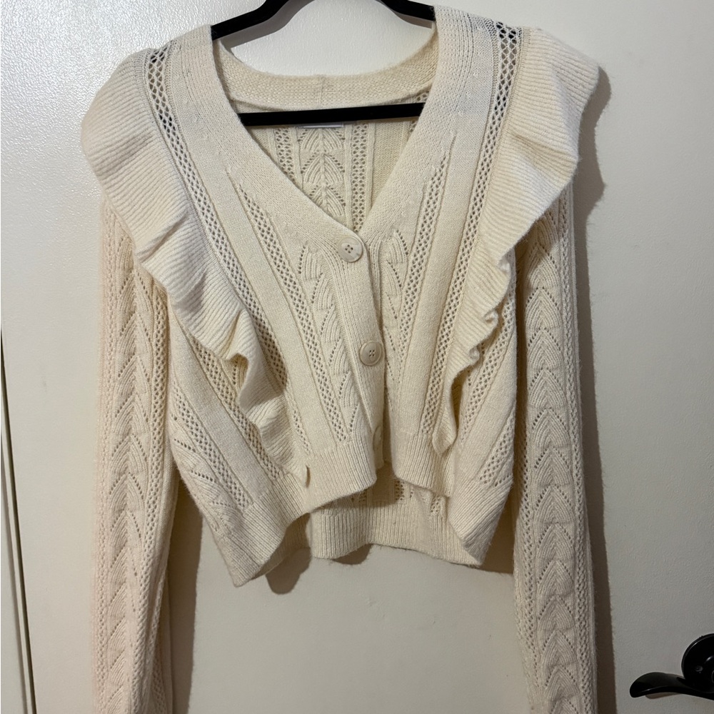 Lush Cream Ruffled Cardigan